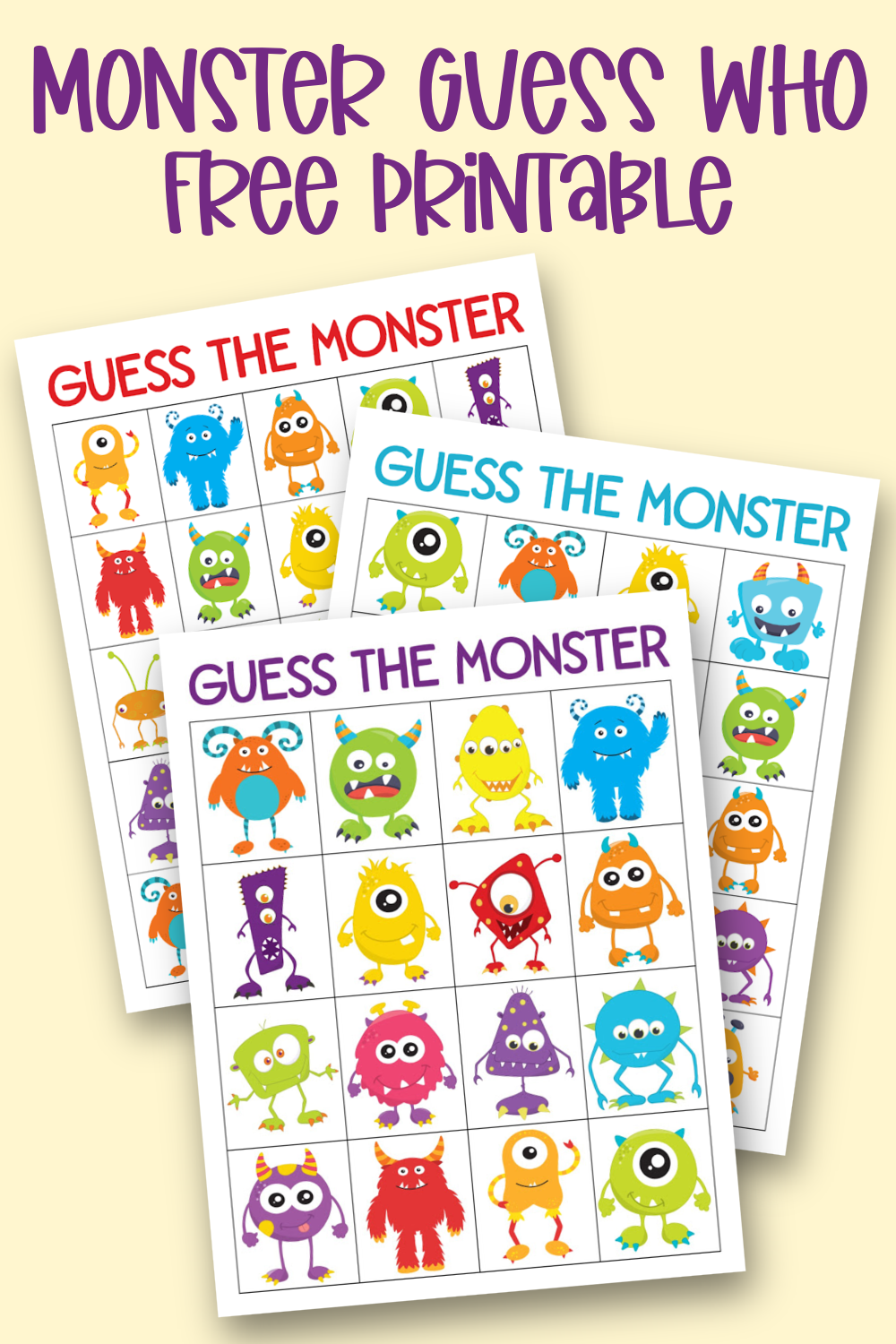 monster guess who game - guess the monster - kara creates